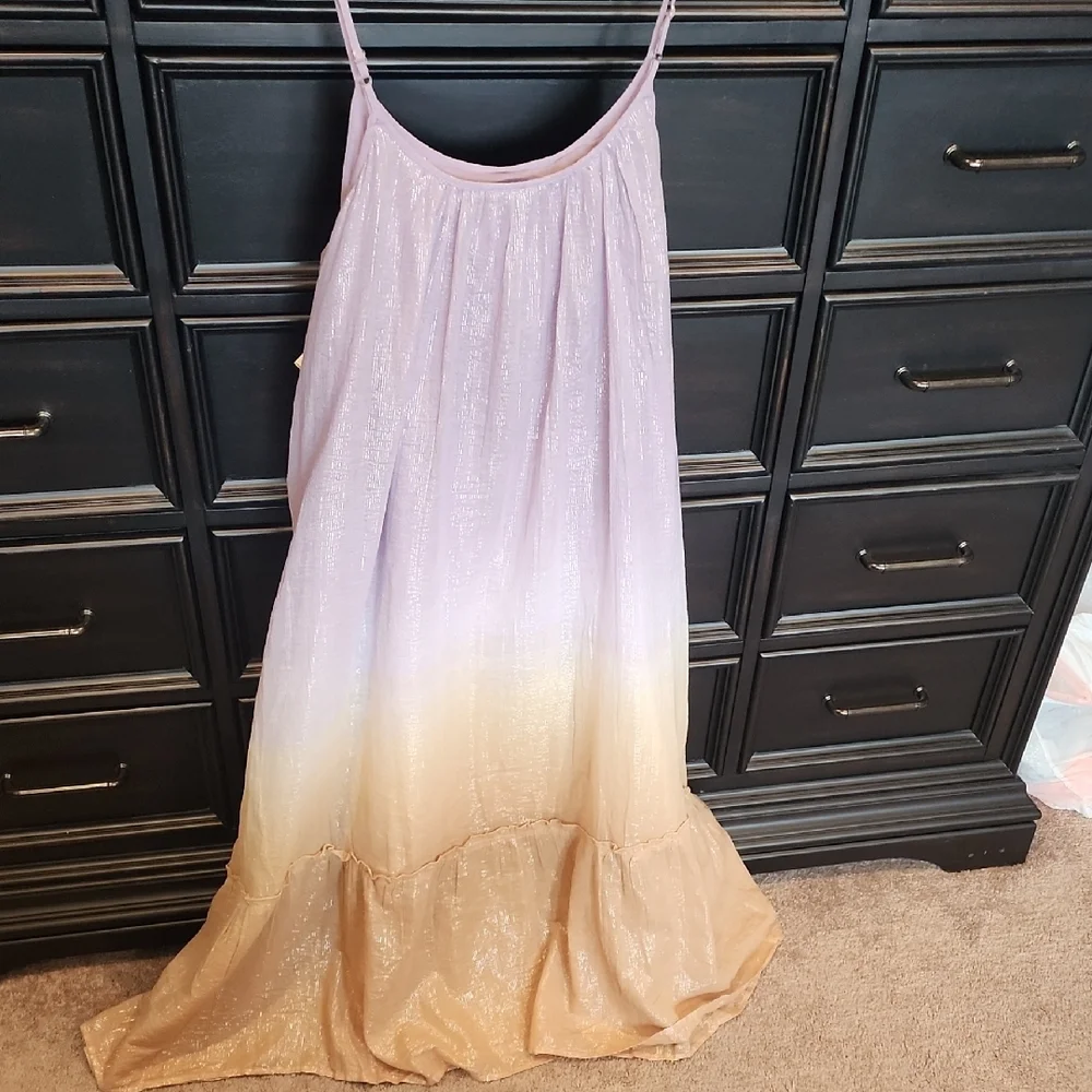Shimmering Purple and Beige Maxi Dress - Picture 3 of 6